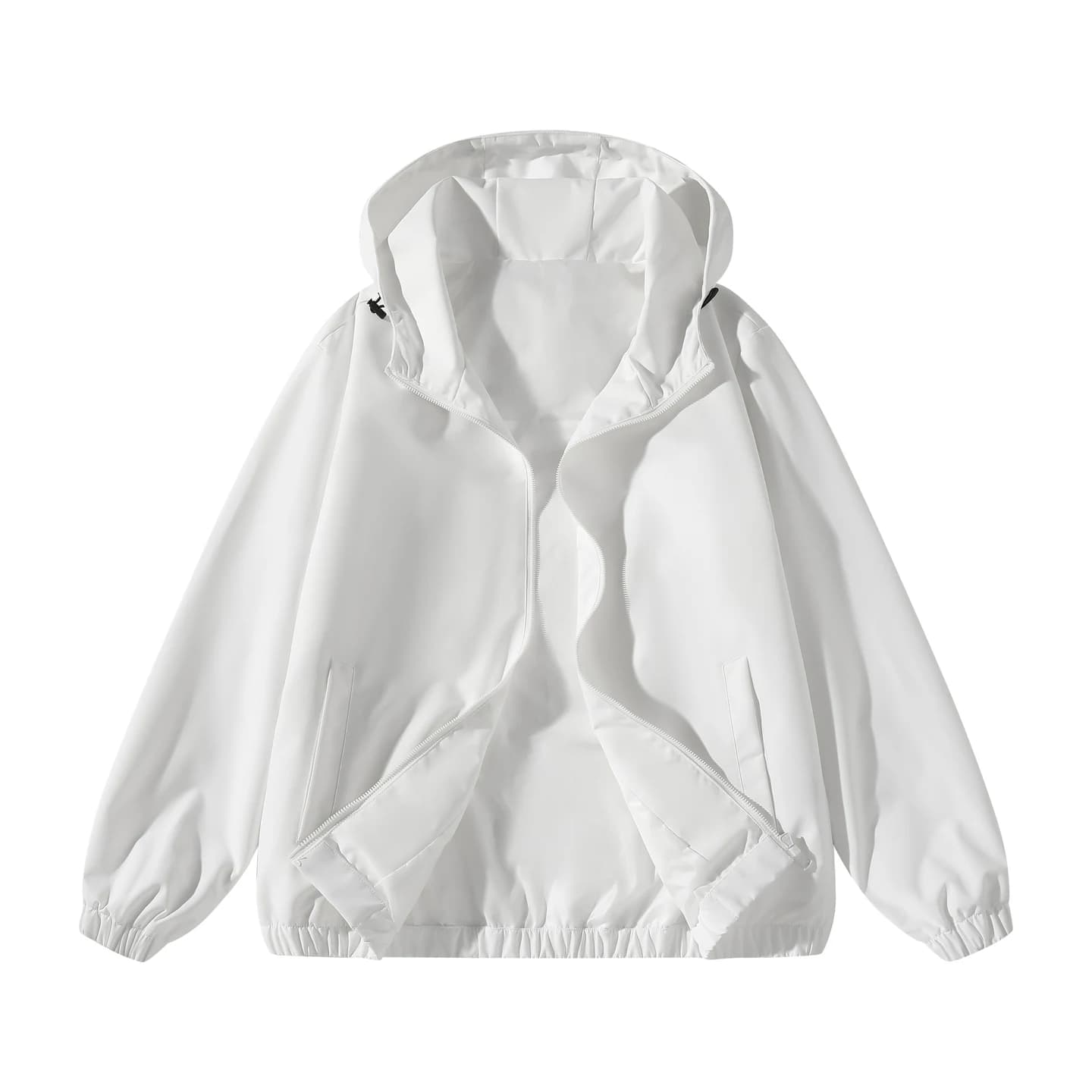Everyday Hooded Zip Jacket in White, front flat lay