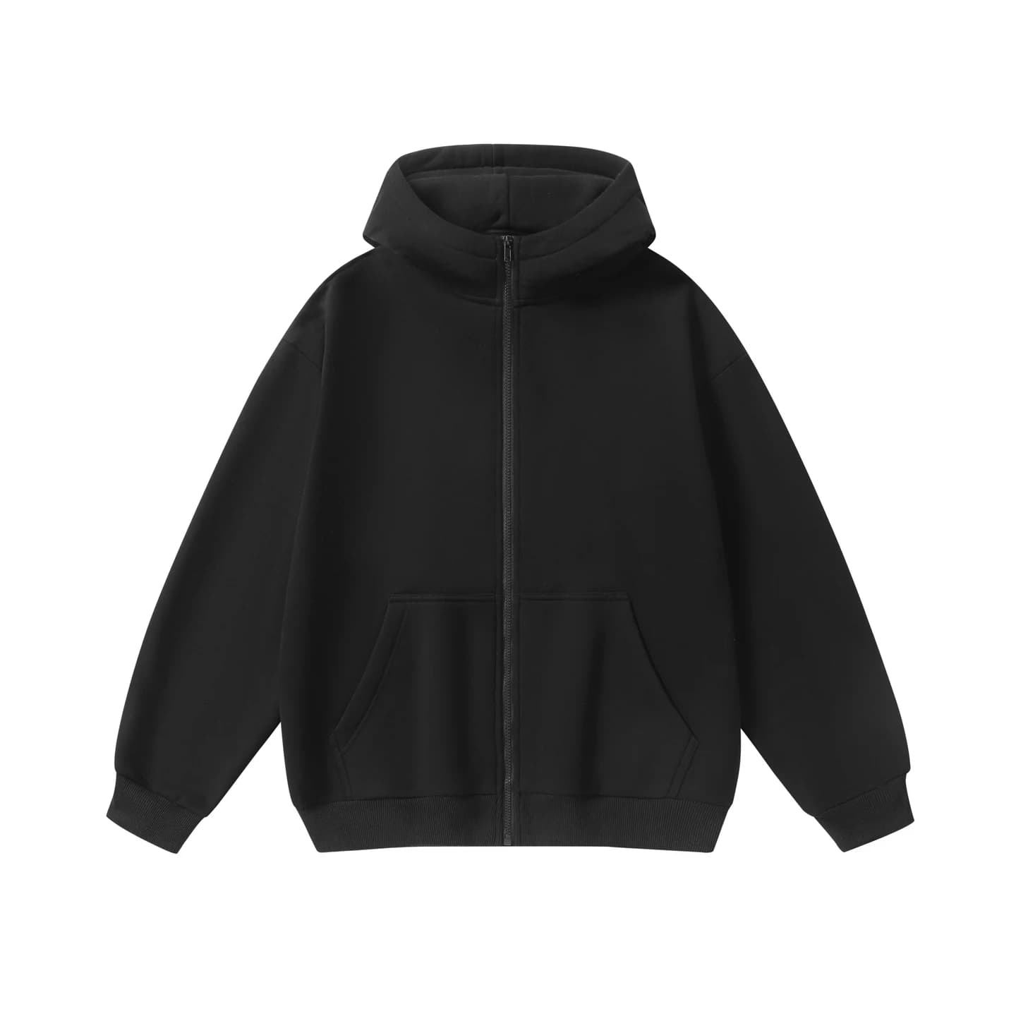 Everyday Full-Zip Hoodie Black, front flat lay