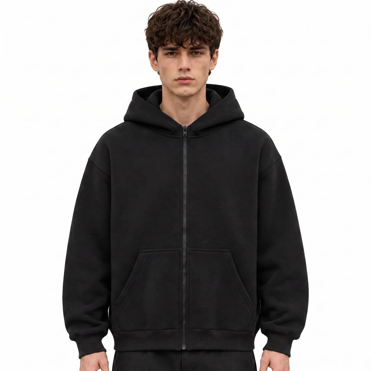 Everyday Full-Zip Hoodie in Black, relaxed men's fit