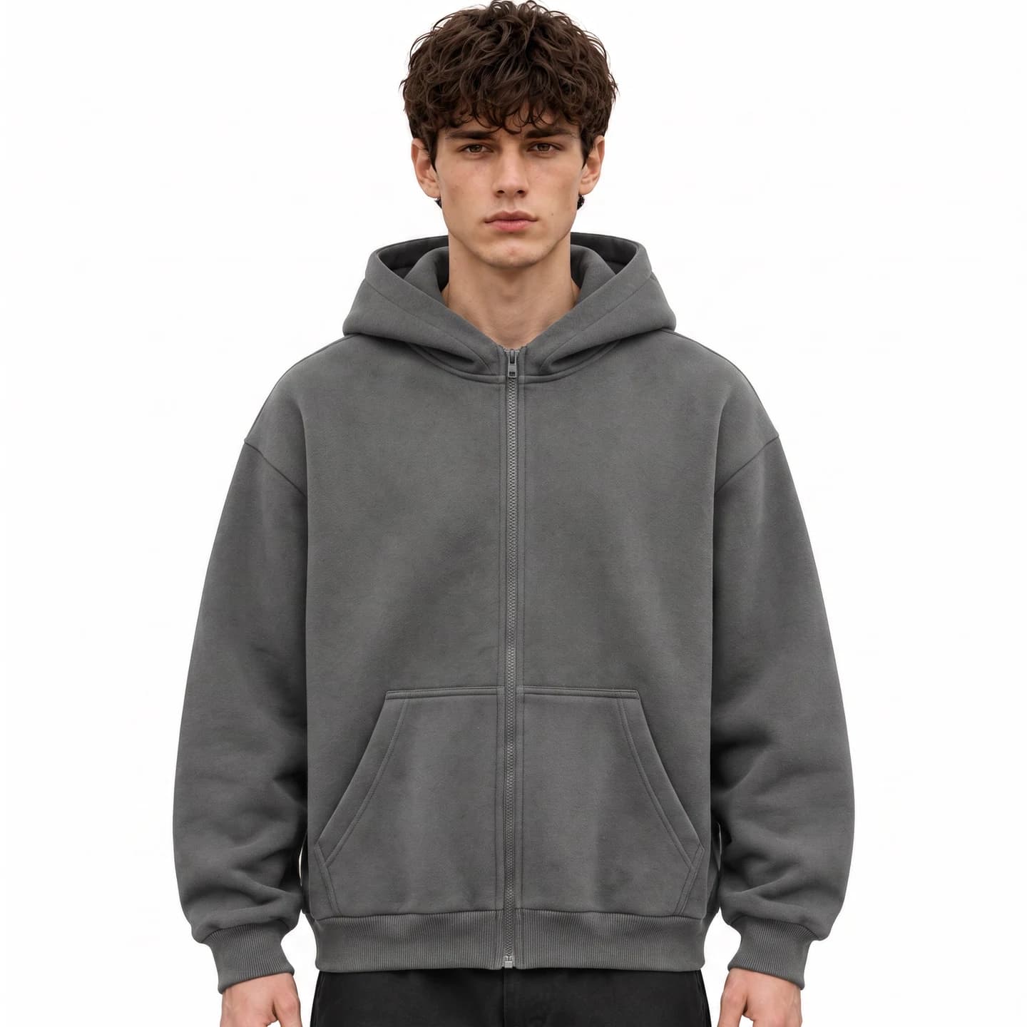 Everyday Full-Zip Hoodie in Charcoal, relaxed men's fit
