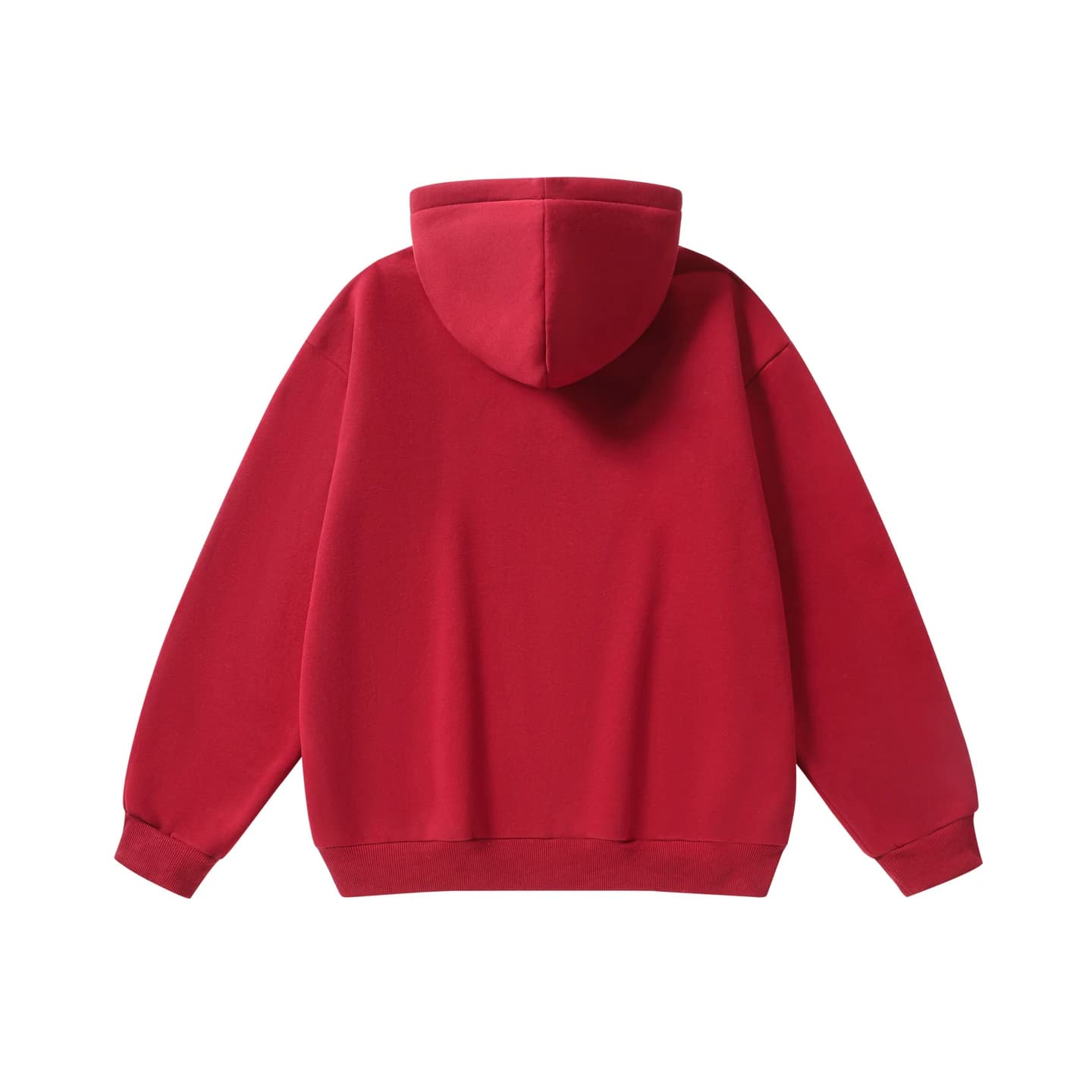 Everyday Full-Zip Hoodie in Deep Red, back flat lay