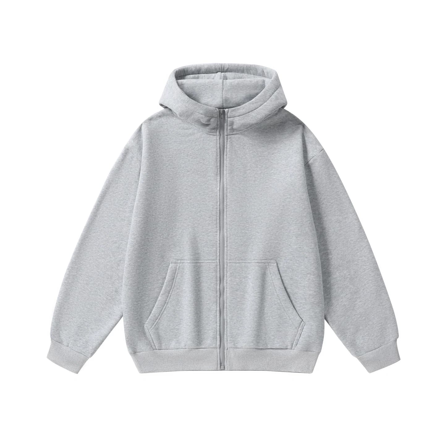 Everyday Full-Zip Hoodie in Heather Gray, front flat lay