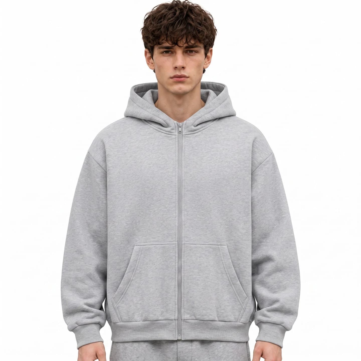 Everyday Full-Zip Hoodie in Heather Gray, relaxed men's fit