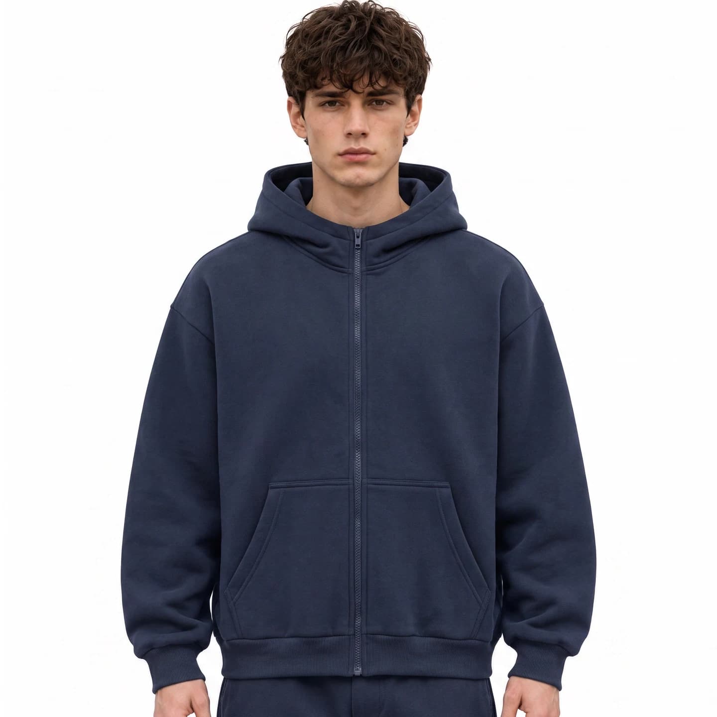 Everyday Full-Zip Hoodie in Navy, relaxed men's fit