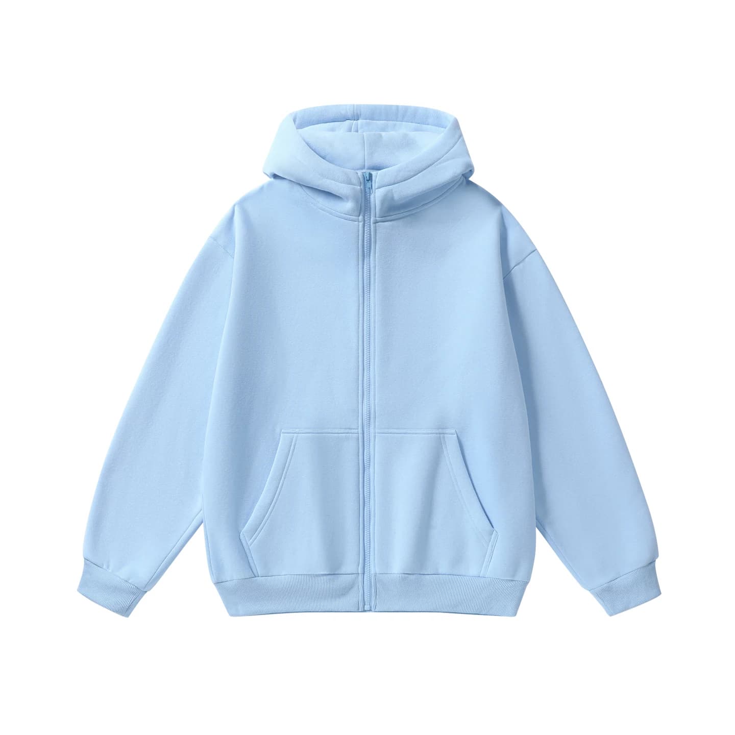 Everyday Full-Zip Hoodie in Sky Blue, front flat lay