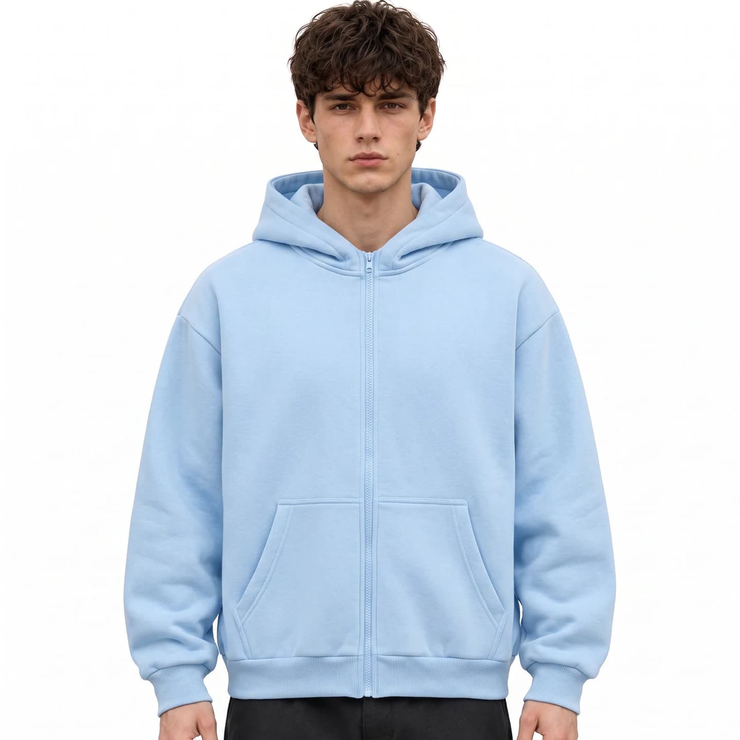Everyday Full-Zip Hoodie in Sky Blue, relaxed men's fit
