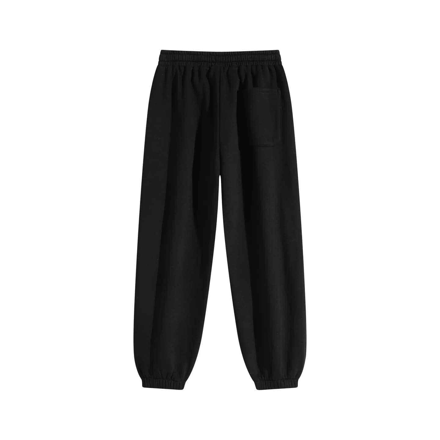 Relaxed Curved-Seam Joggers in Black, back flat lay