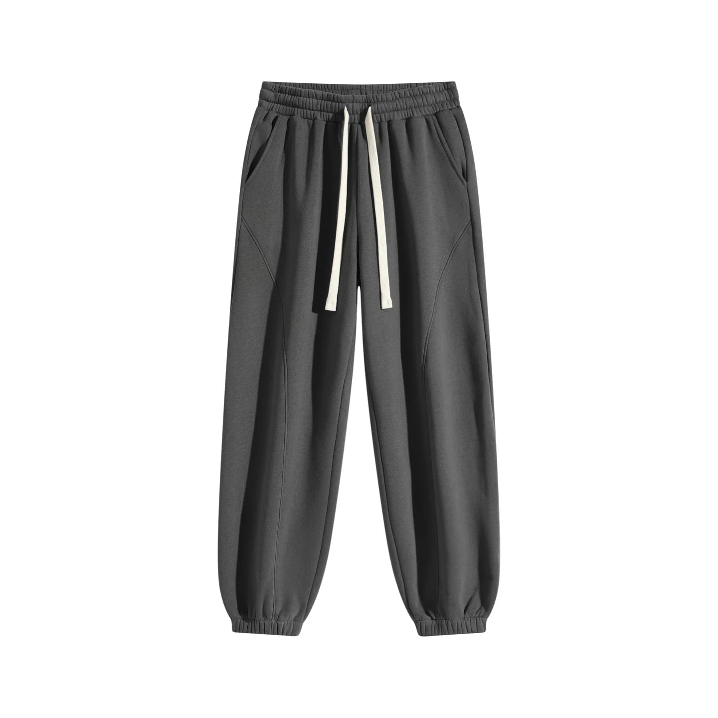 Relaxed Curved-Seam Joggers in Charcoal, front flat lay