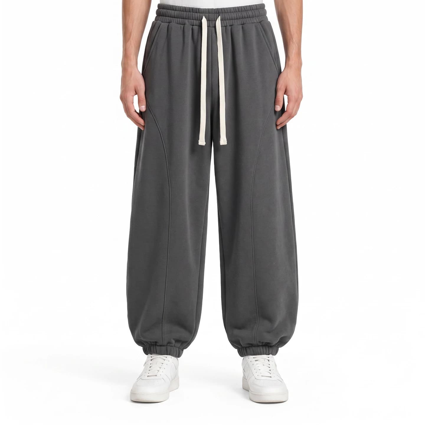 Relaxed Curved-Seam Joggers in Charcoal, relaxed men's fit