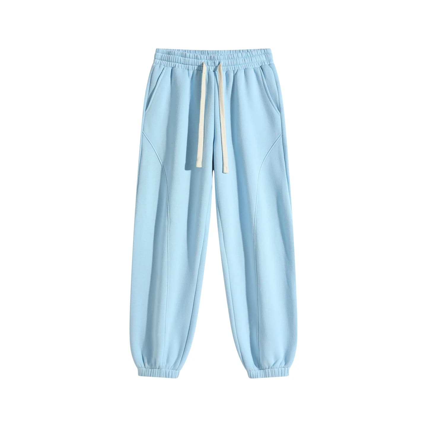 Relaxed Curved-Seam Joggers Sky Blue, front flat lay