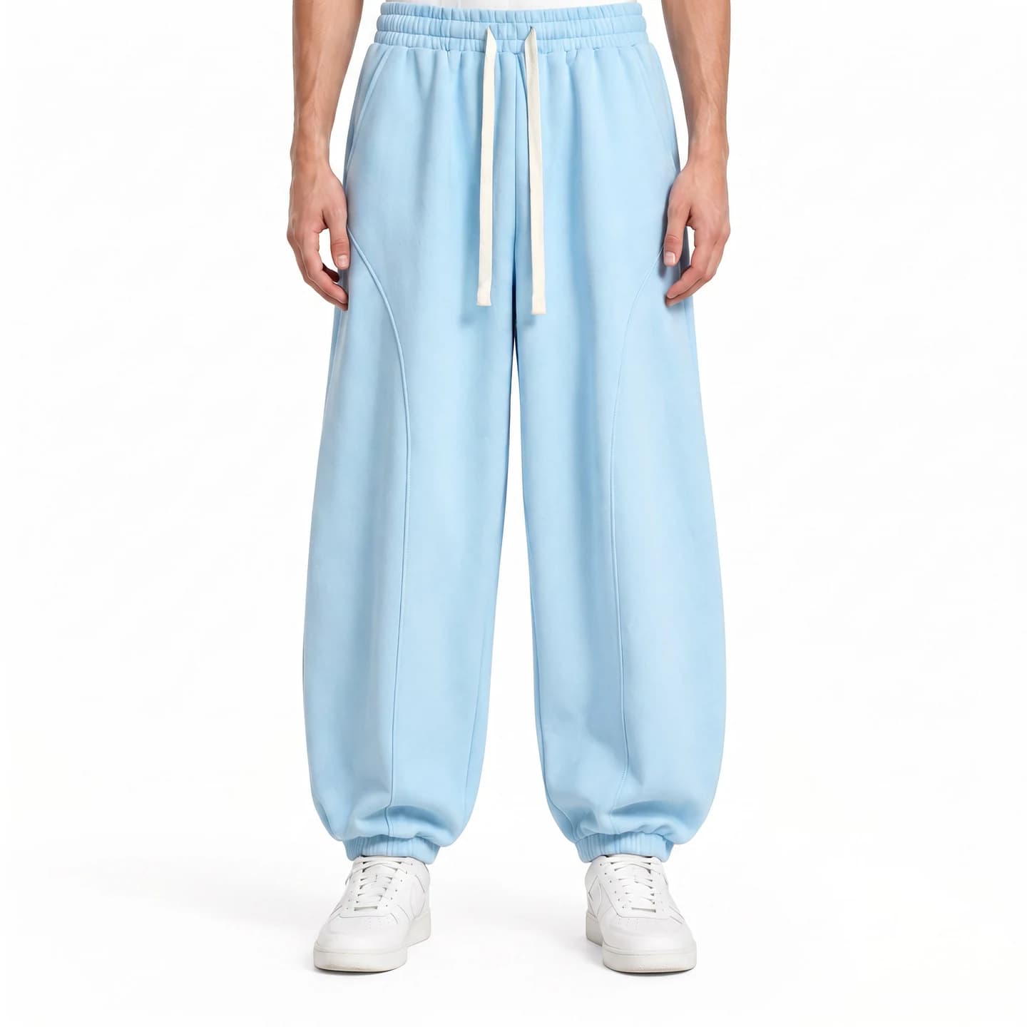 Relaxed Curved-Seam Joggers in Sky Blue, relaxed men's fit
