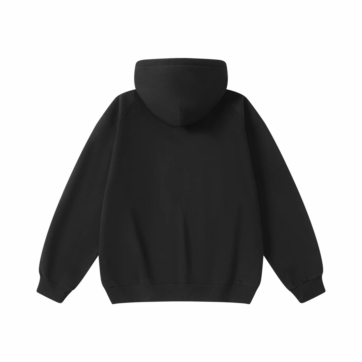 Contrast Piping Hoodie in Black, back flat lay