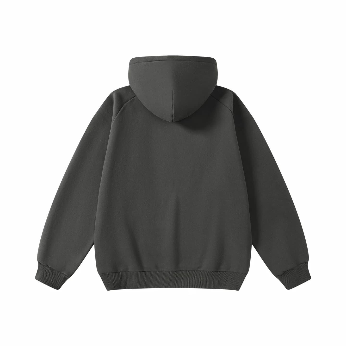 Contrast Piping Hoodie in Charcoal, back flat lay