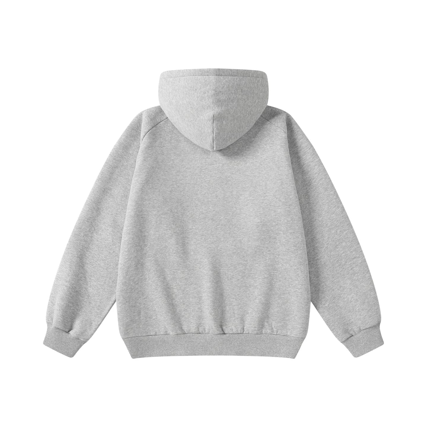 Contrast Piping Hoodie in Heather Gray, back flat lay