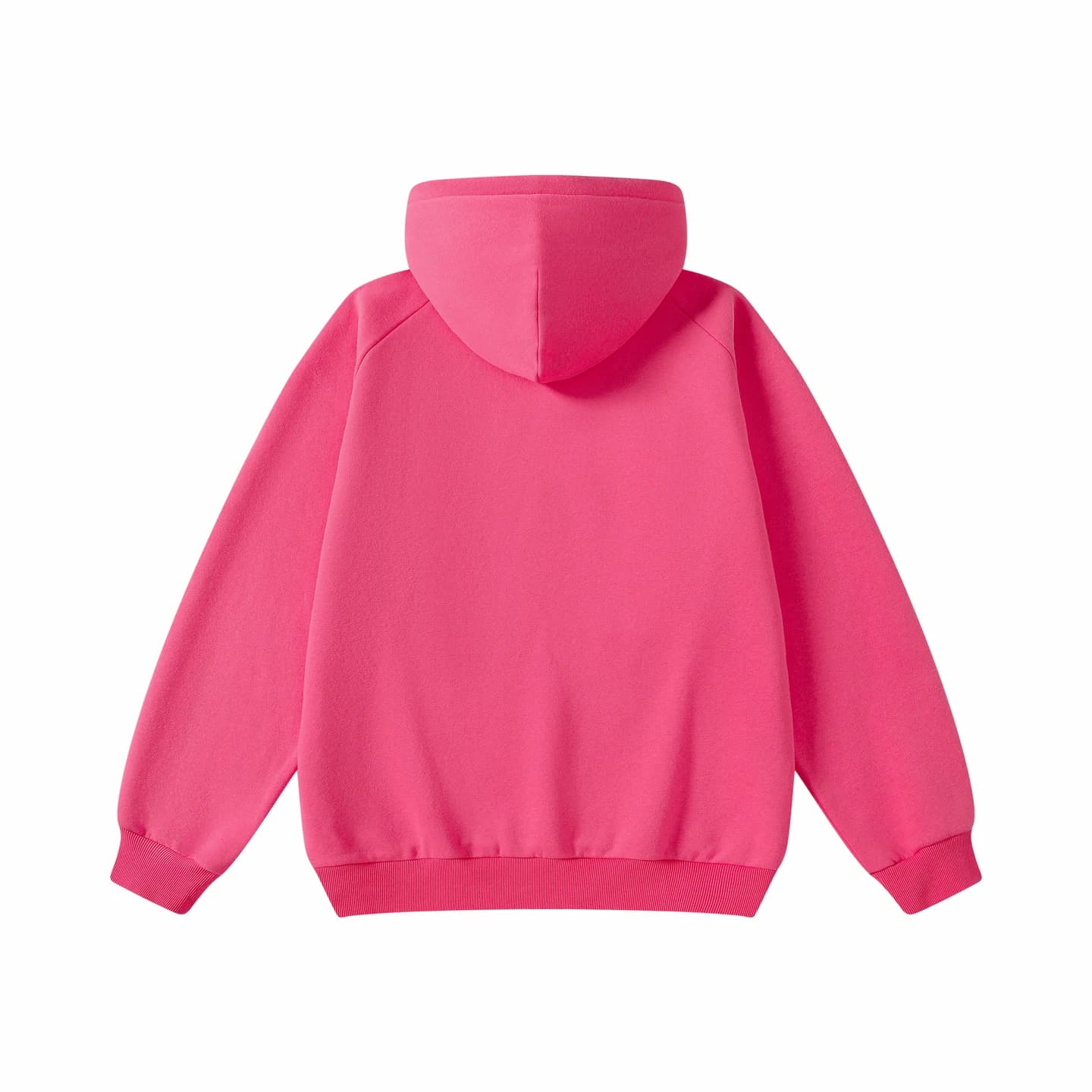 Contrast Piping Hoodie in Hot Pink, back flat lay