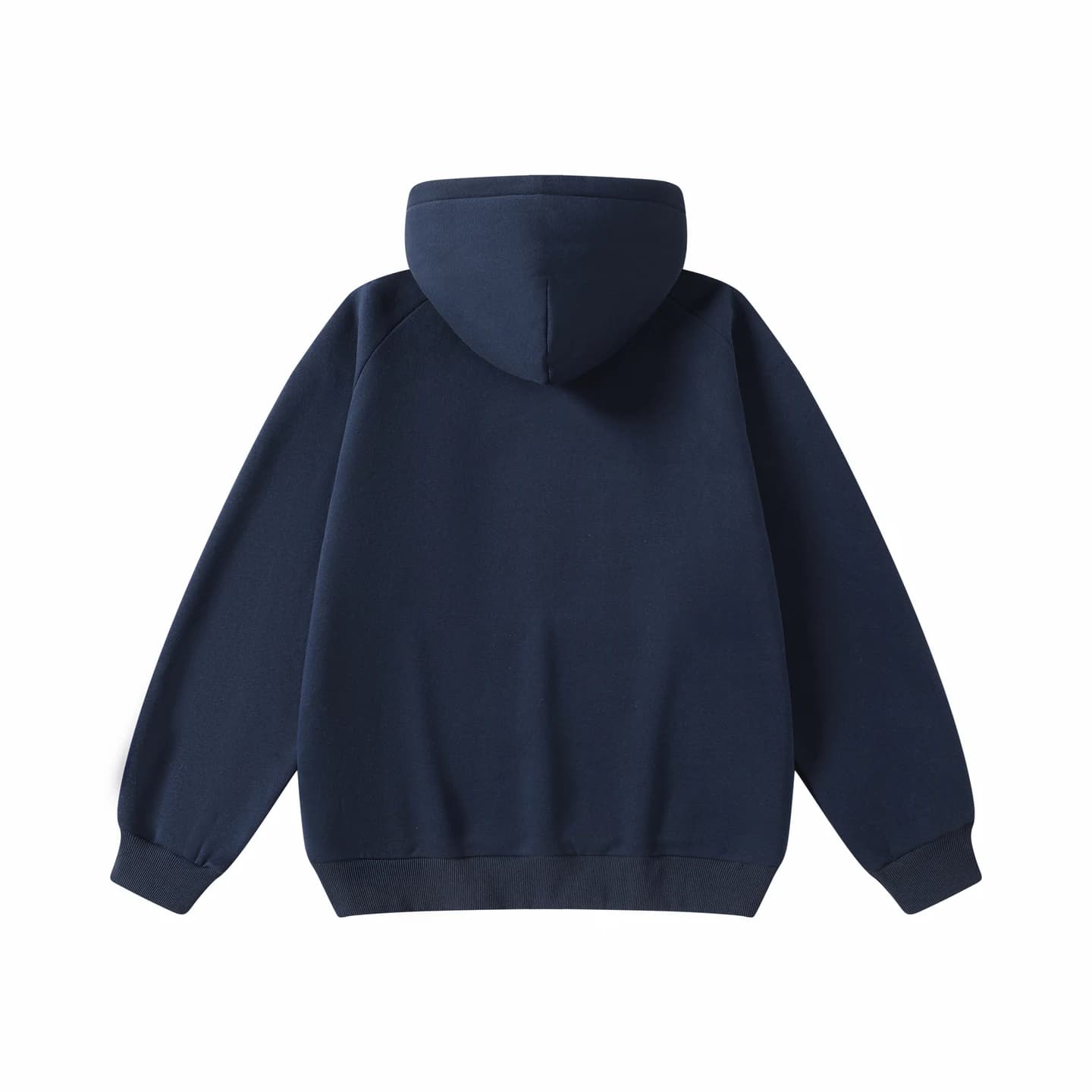 Contrast Piping Hoodie in Navy, back flat lay