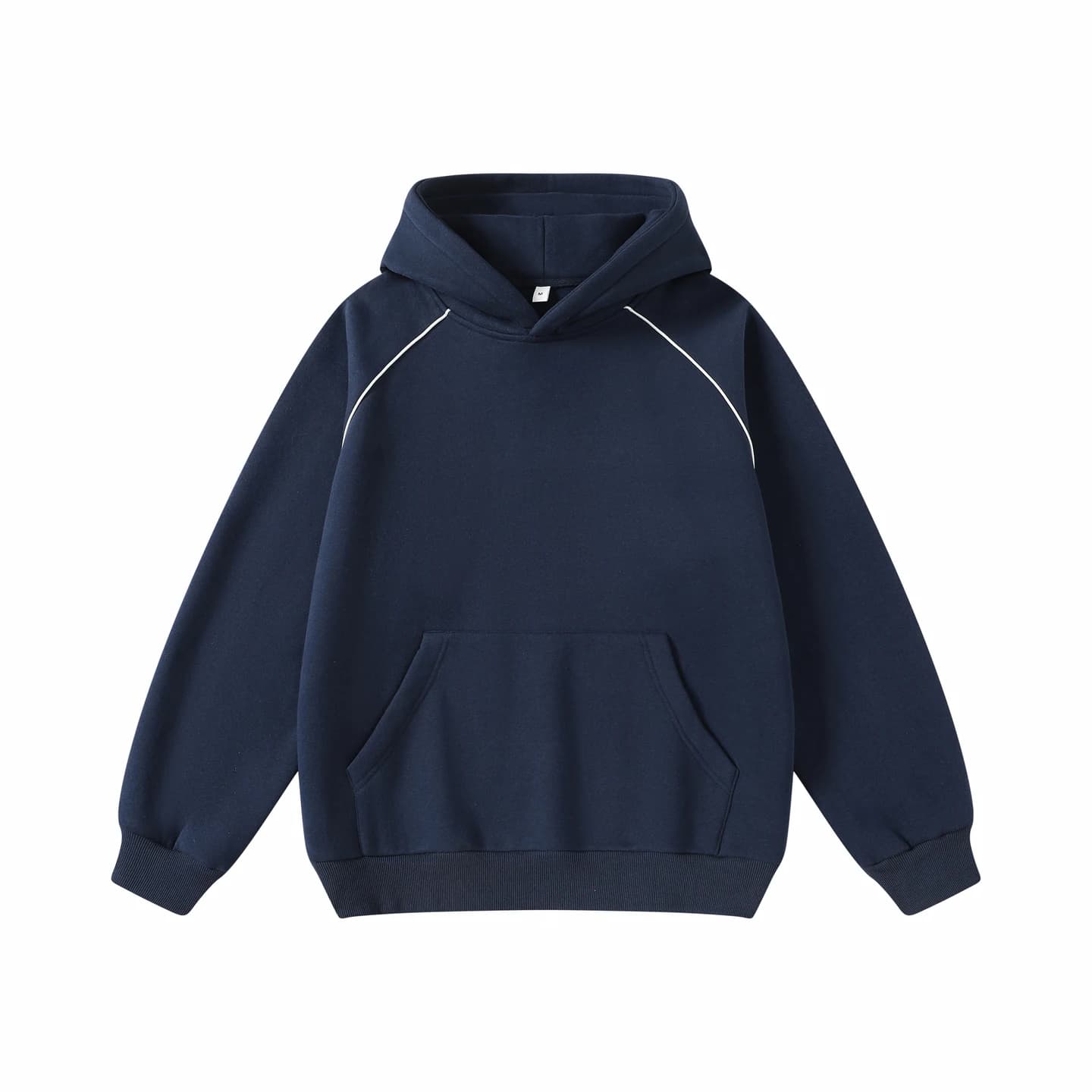 Contrast Piping Hoodie Navy, front flat lay
