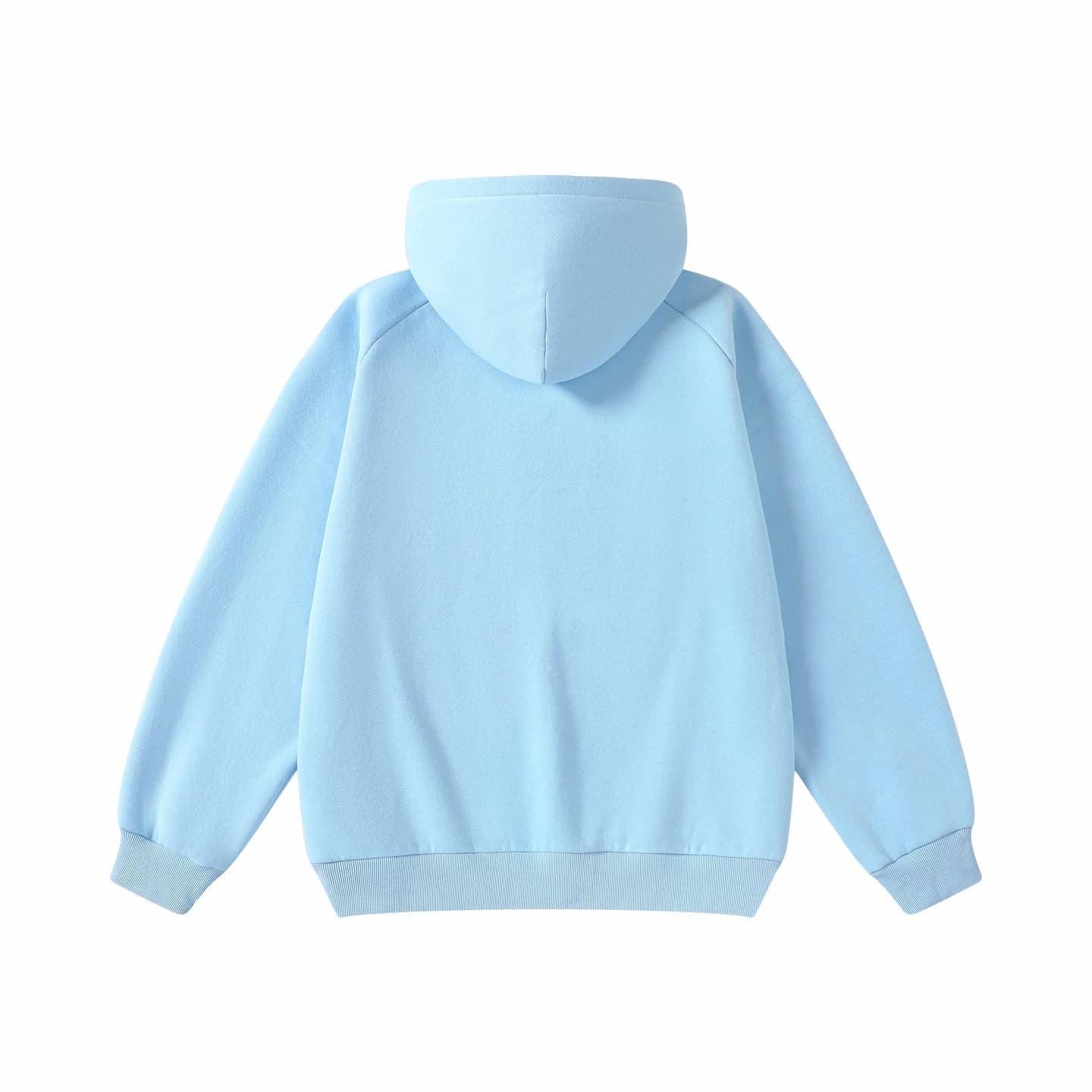 Contrast Piping Hoodie in Sky Blue, back flat lay