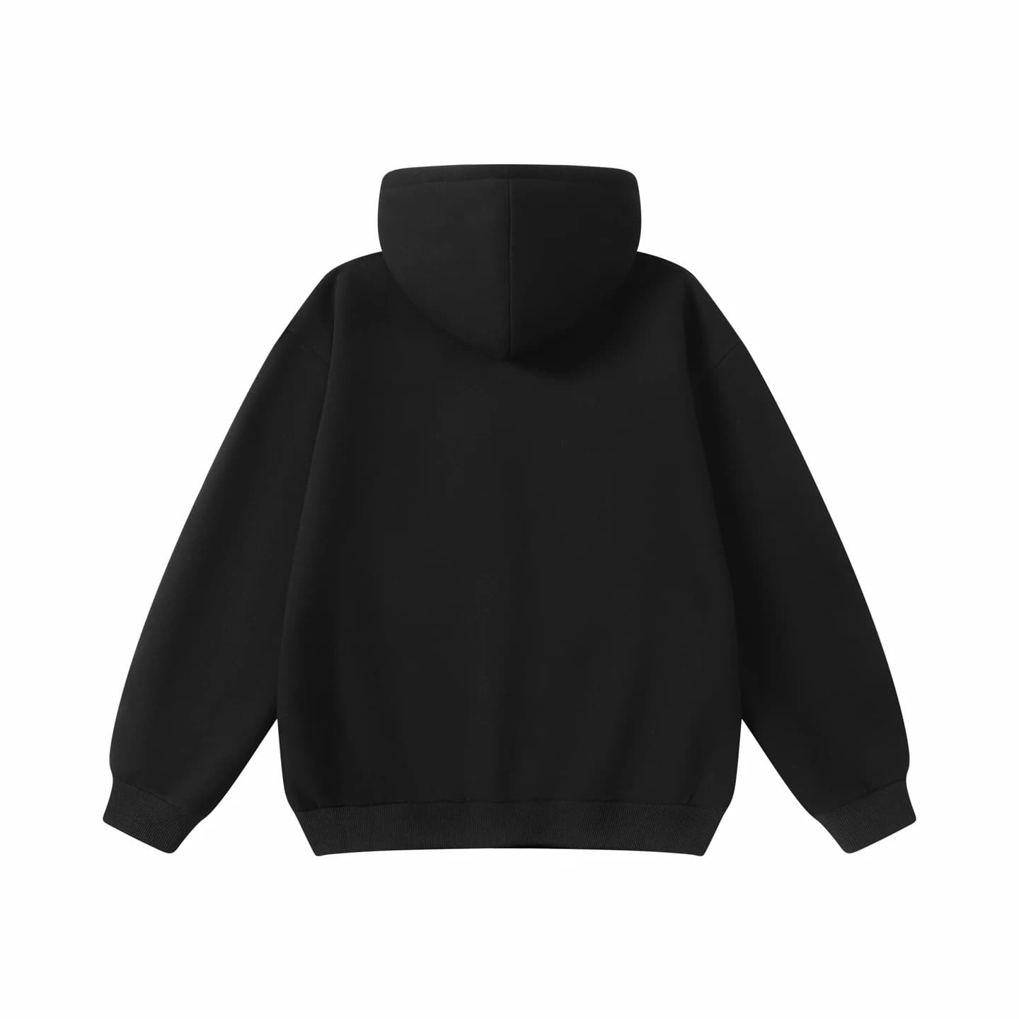 Contrast Hood Pullover in Black / Red, back flat lay