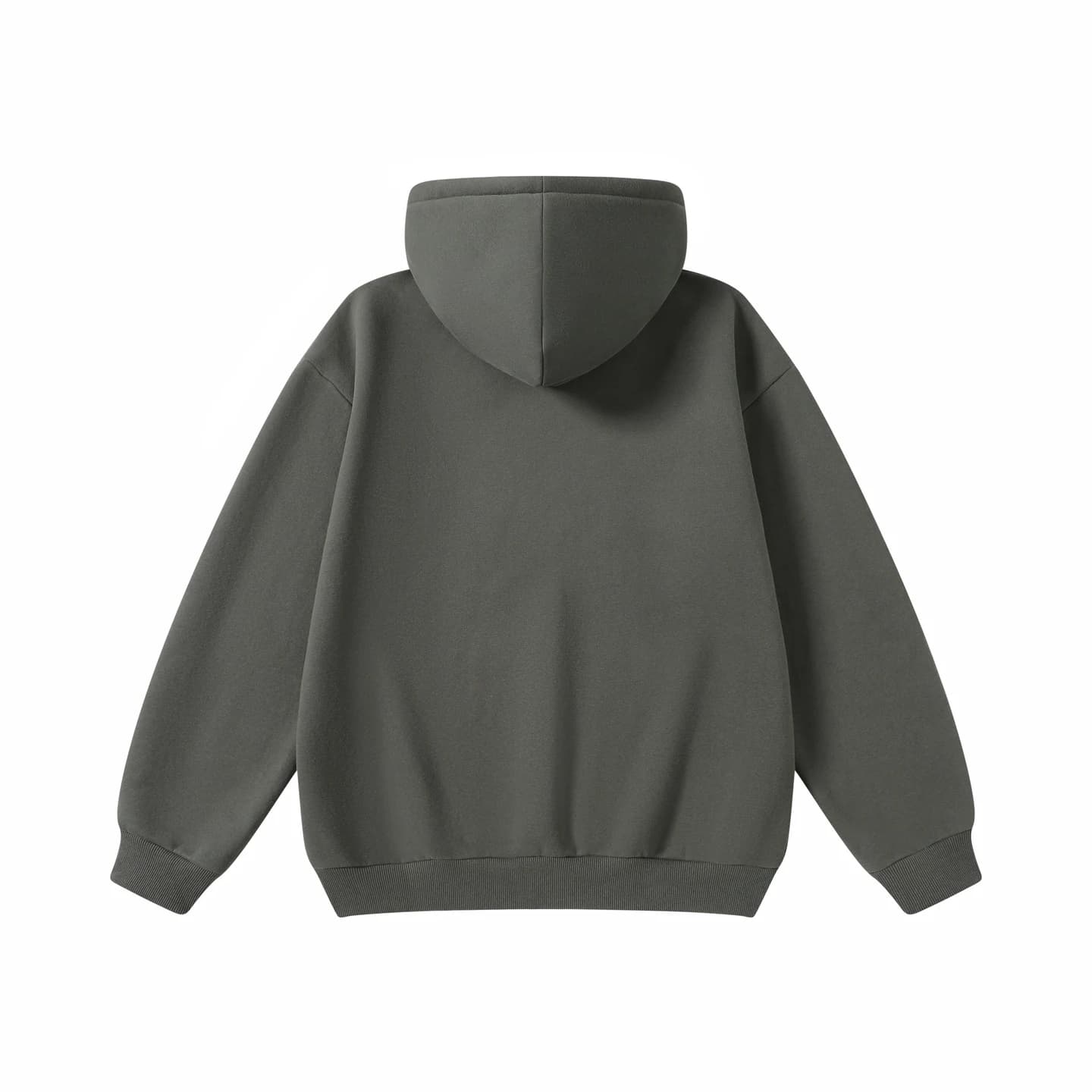 Contrast Hood Pullover in Charcoal / Yellow, back flat lay