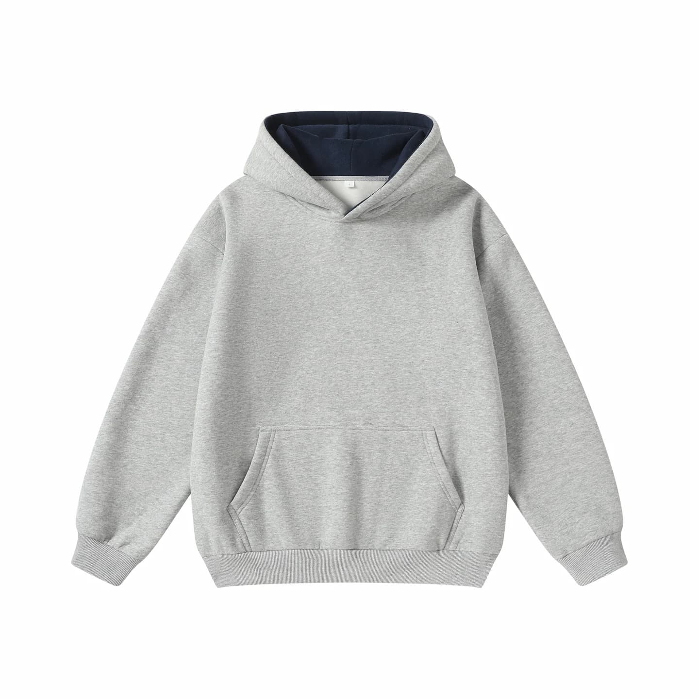 Contrast Hood Pullover Heather Gray / Navy, front flat lay