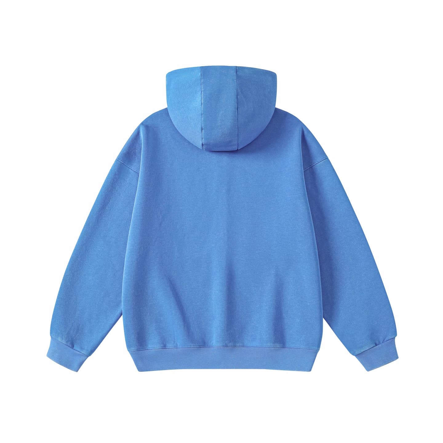 Washed Relaxed Zip-Up Hoodie in Royal Blue, back flat lay