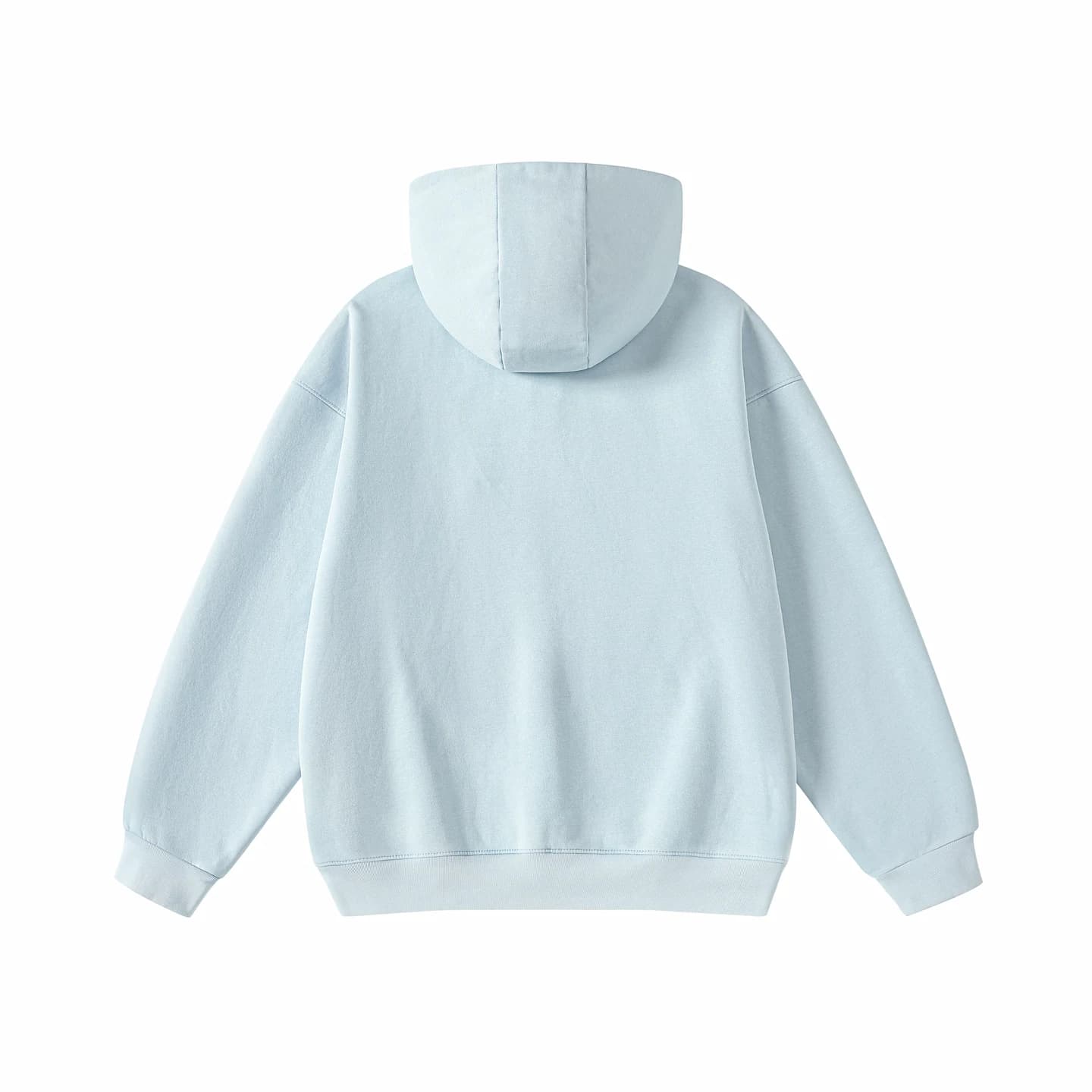 Washed Relaxed Zip-Up Hoodie in Sky Blue, back flat lay
