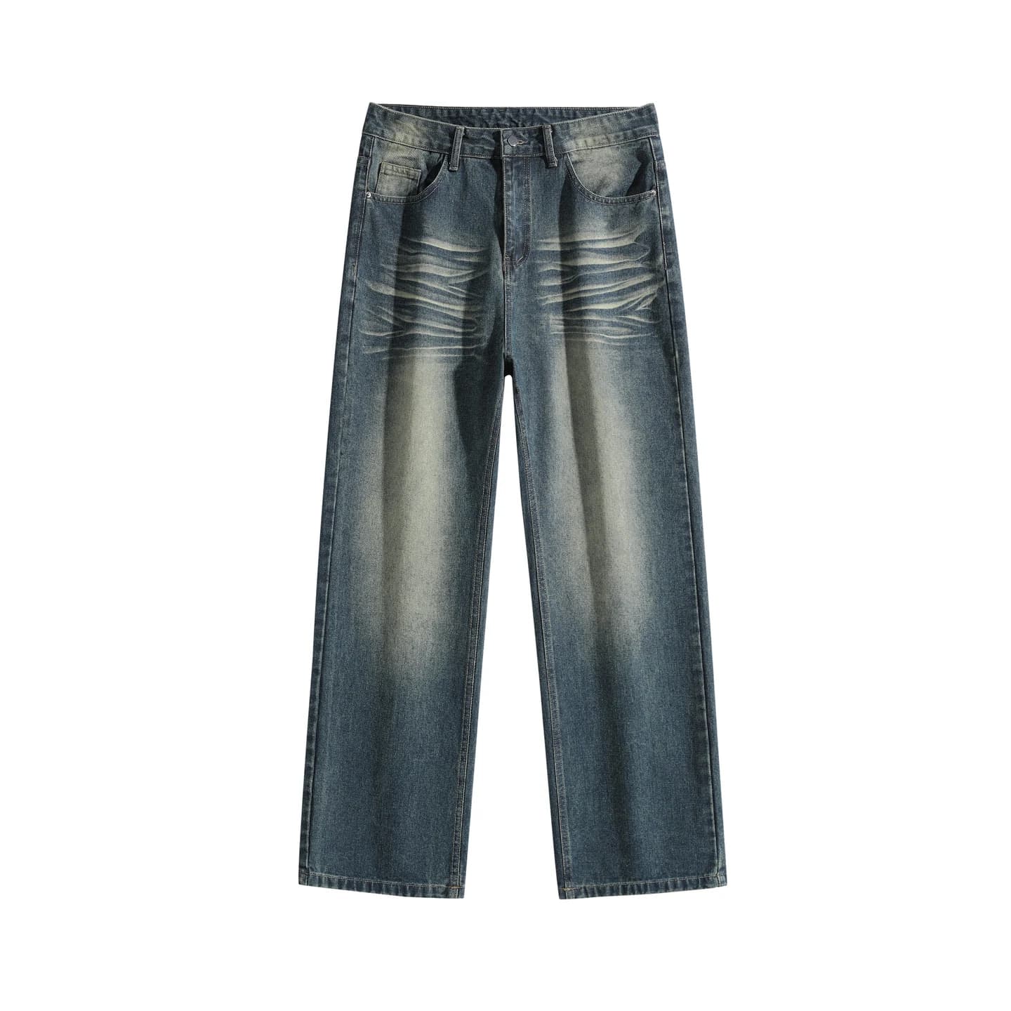 Relaxed Straight-Leg Jeans in Dark Wash Blue, front flat lay
