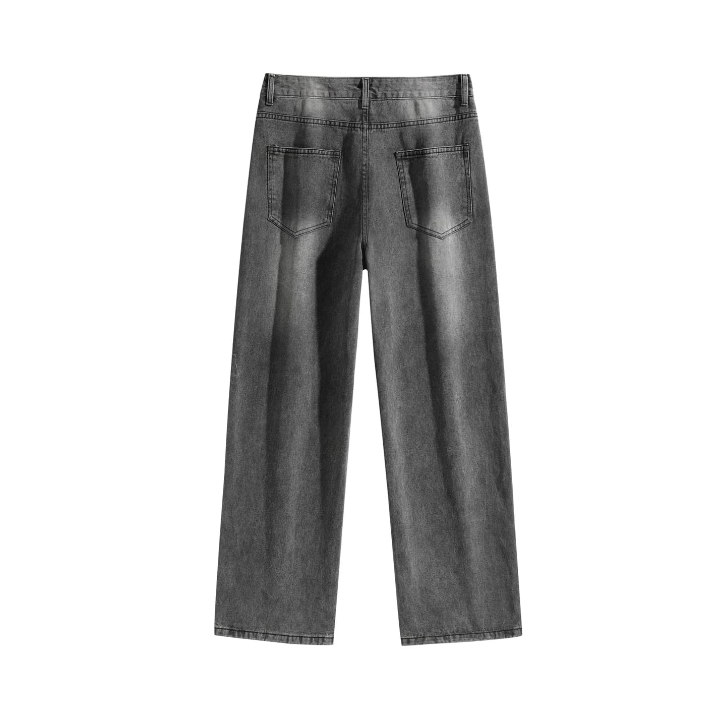 Relaxed Straight-Leg Jeans in Smoke Gray, back flat lay