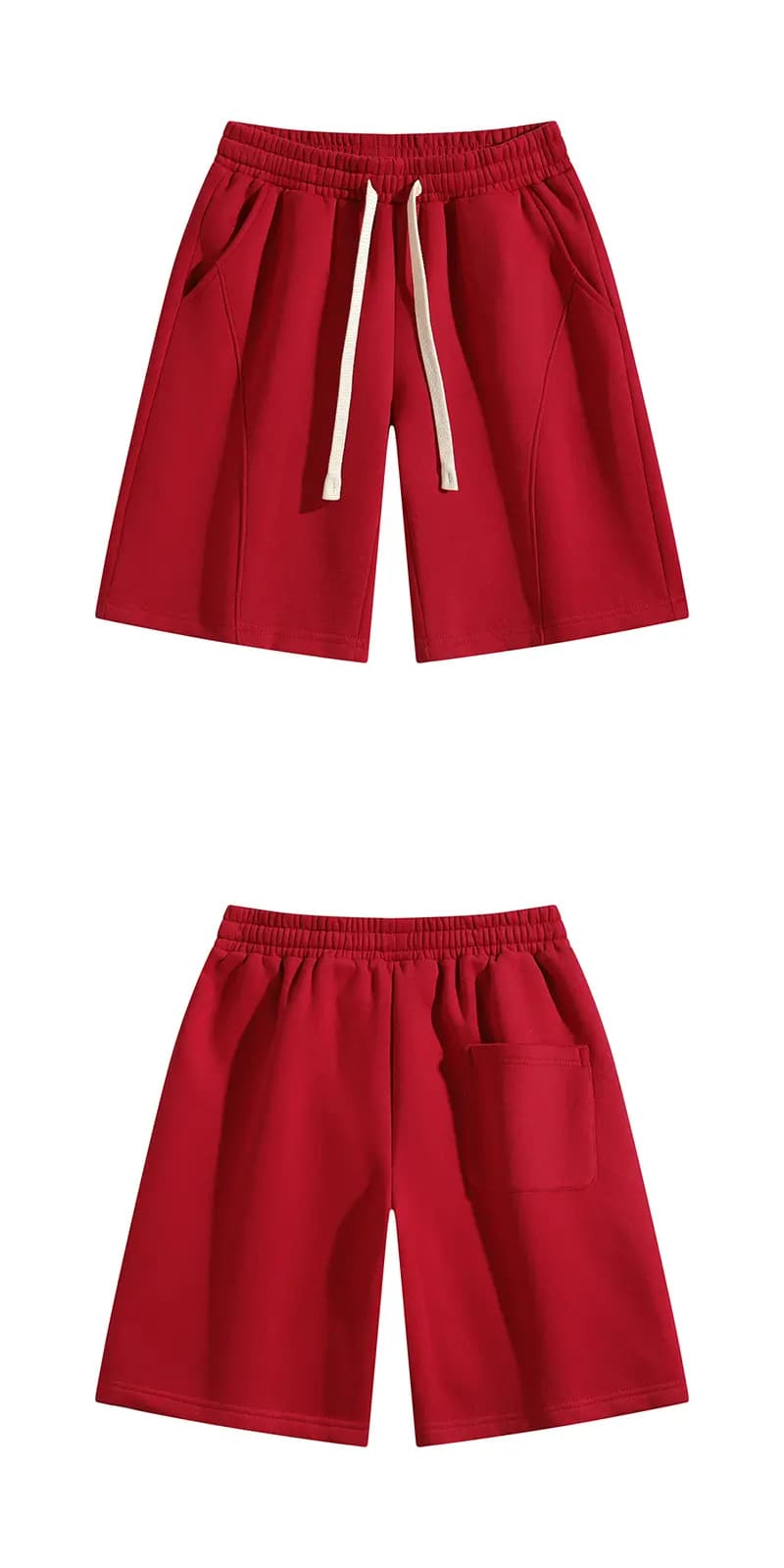 Burgundy shorts front and back