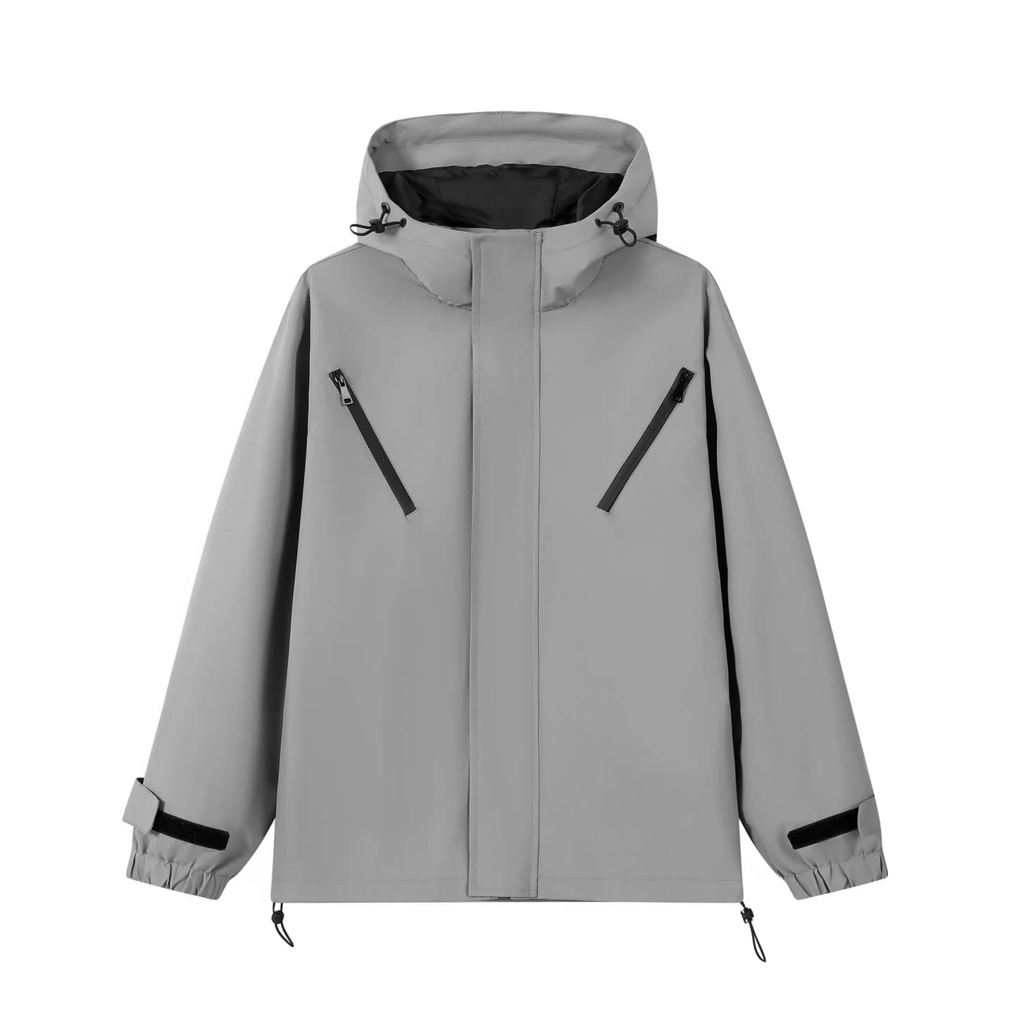 Relaxed Twin-Pocket Hooded Jacket Gray, front flat lay