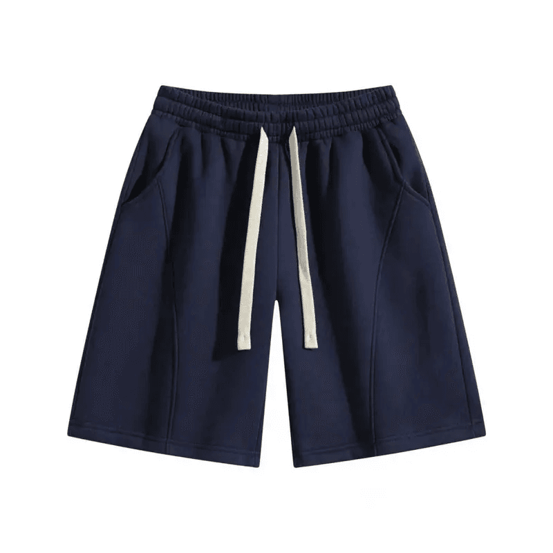 Relaxed Drawstring Shorts in Navy, front flat lay