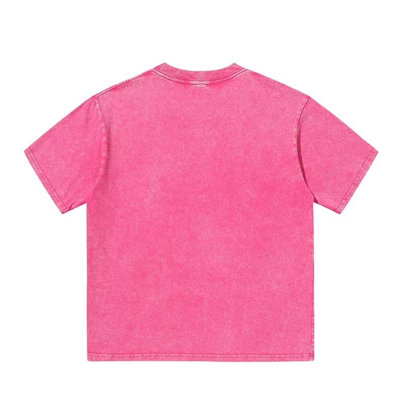 Vintage-Wash Cotton Tee in Hot Pink, back flat lay