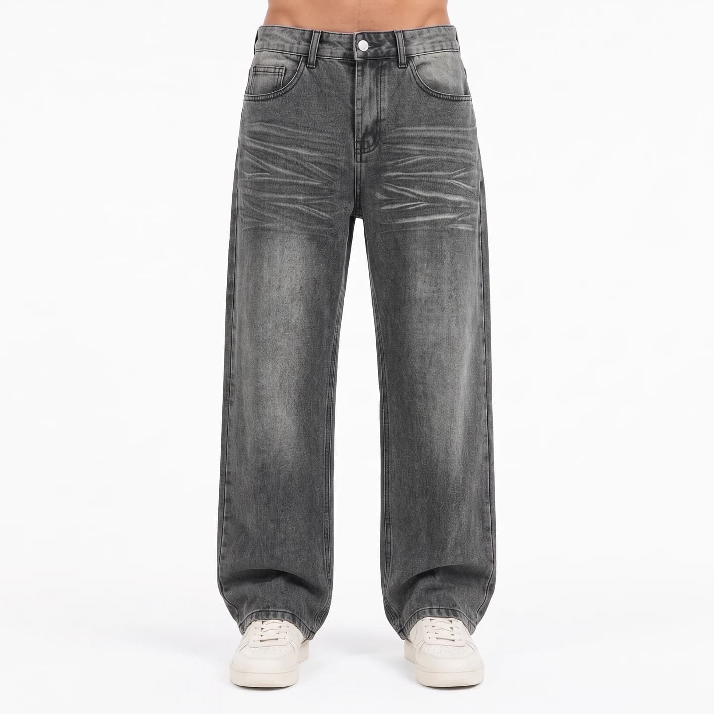 Relaxed Straight-Leg Jeans in Smoke Gray, relaxed men's fit