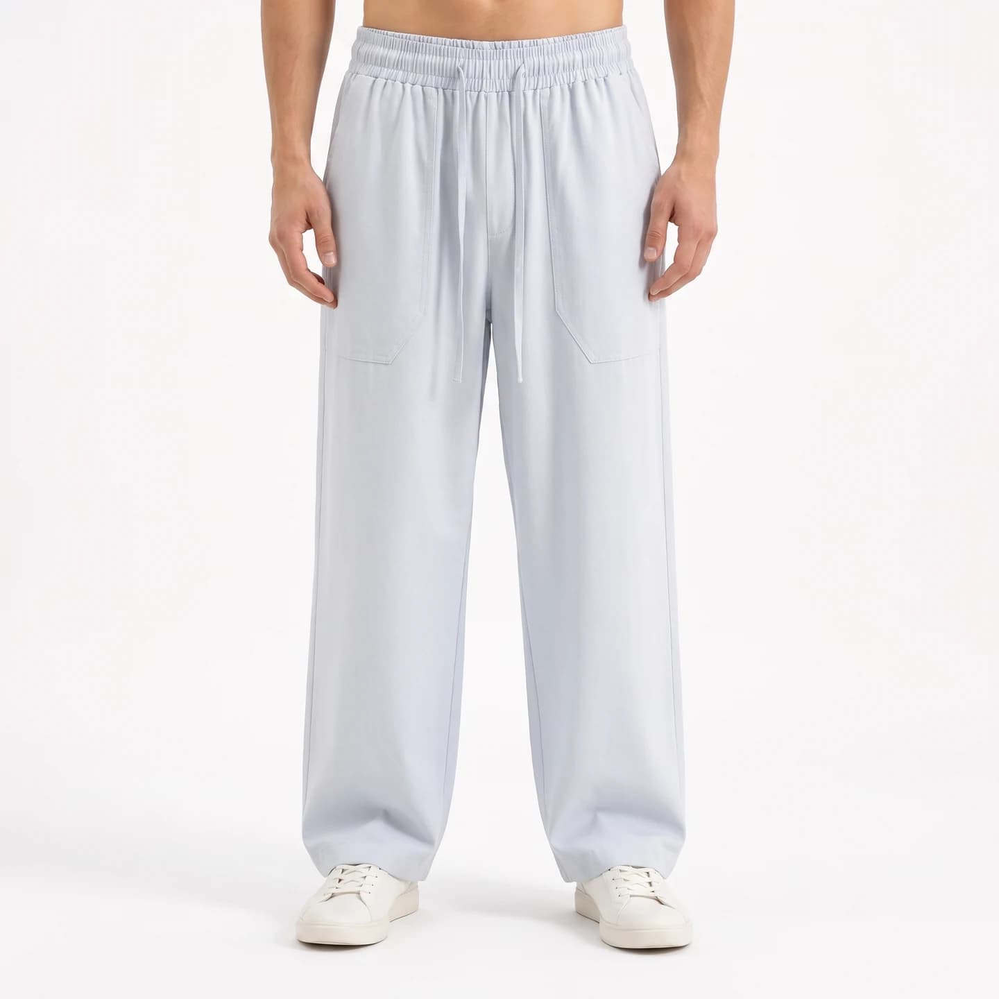 Linen-Blend Relaxed Pants in Sky Blue, relaxed men's fit