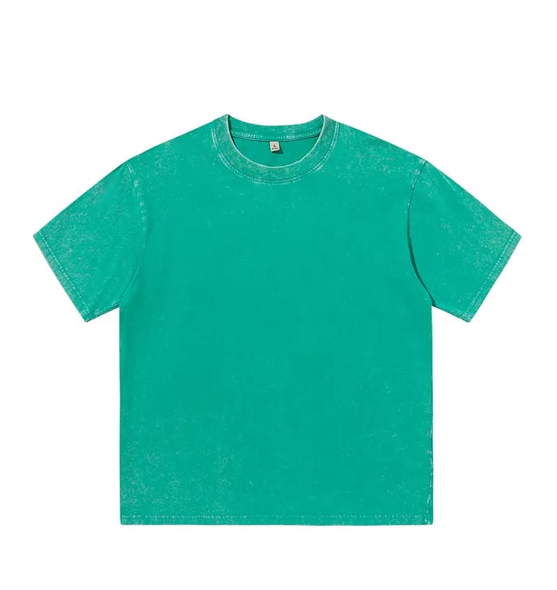 Vintage-Wash Cotton Tee in Jade Green, front flat lay