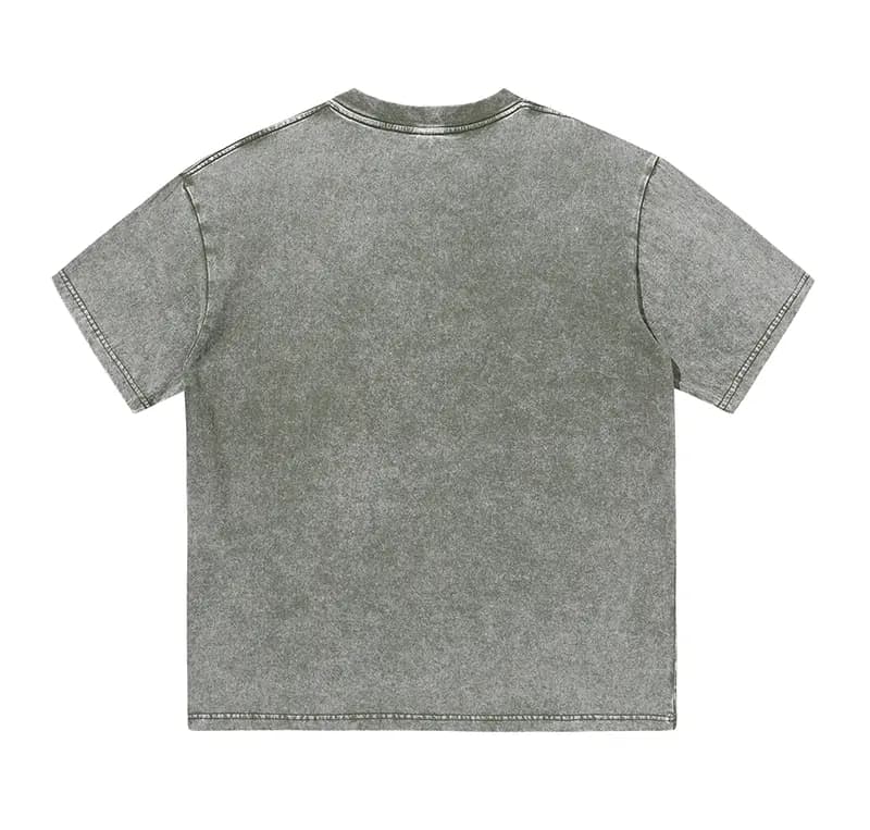 Vintage-Wash Cotton Tee in Olive, back flat lay