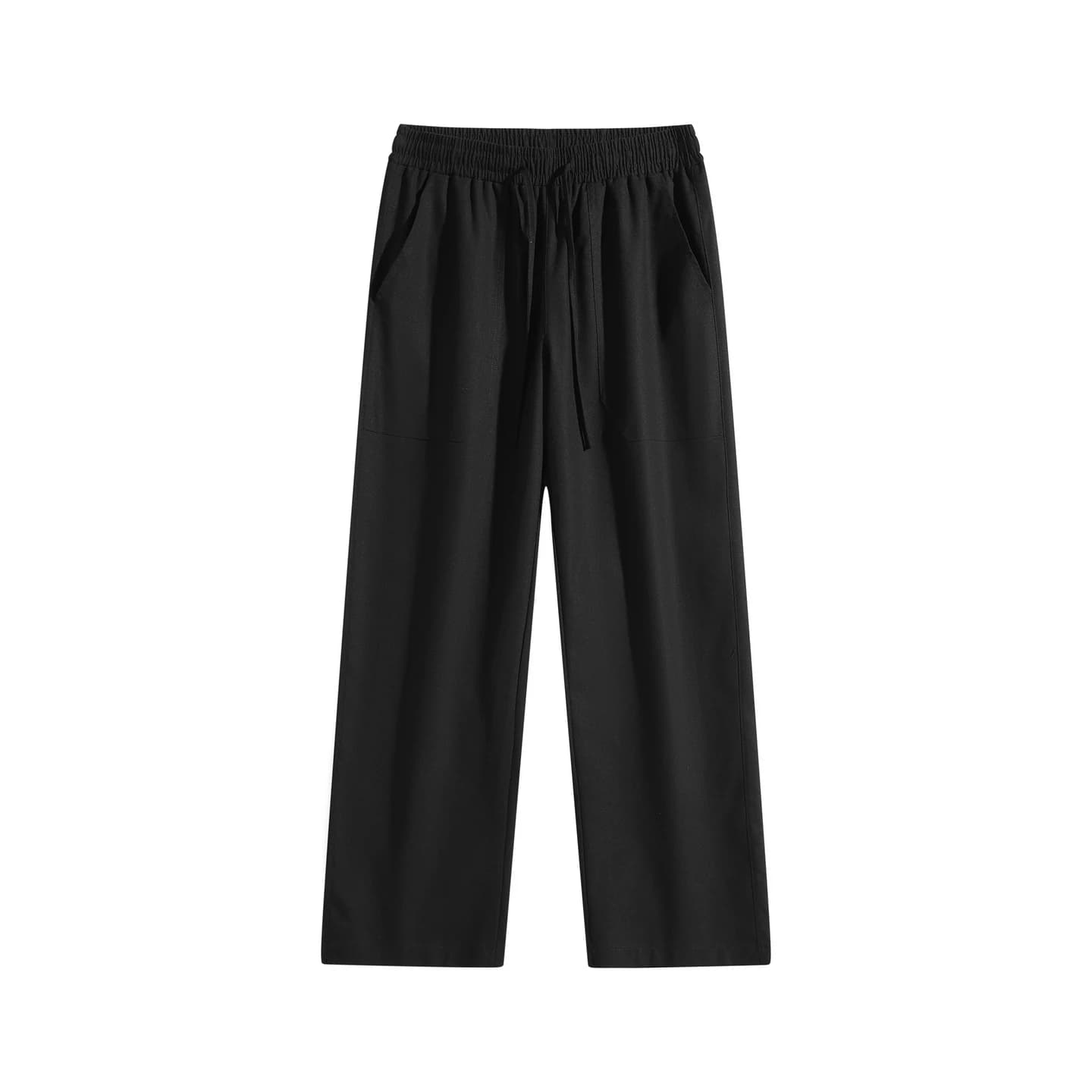 Linen-Blend Relaxed Pants in Black, front flat lay