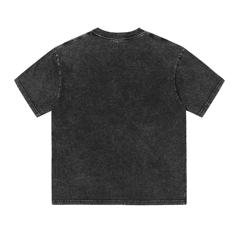 Vintage-Wash Cotton Tee in Washed Black, back flat lay