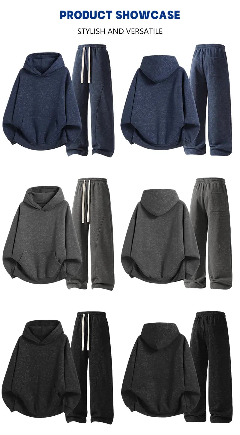 Black, navy and earth gray matching sets, front and back