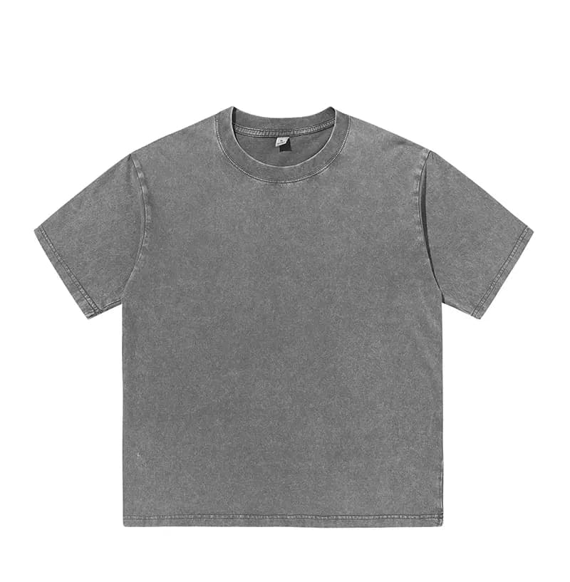 Vintage-Wash Cotton Tee in Washed Gray, front flat lay