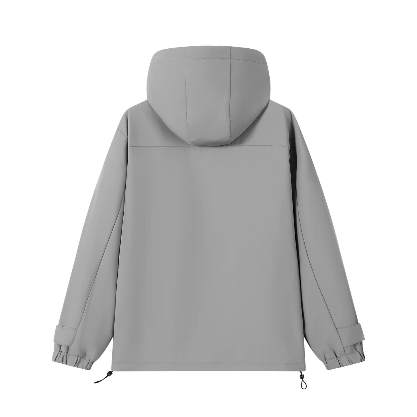 Relaxed Twin-Pocket Hooded Jacket in Gray, back flat lay