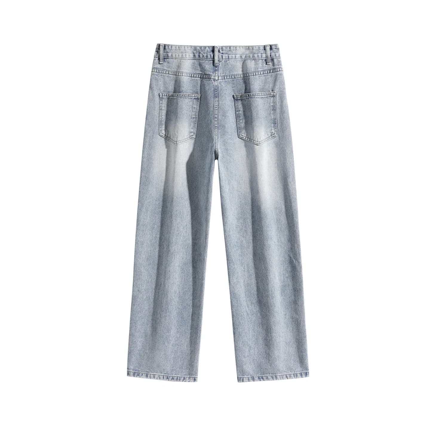 Relaxed Straight-Leg Jeans in Light Wash Blue, back flat lay