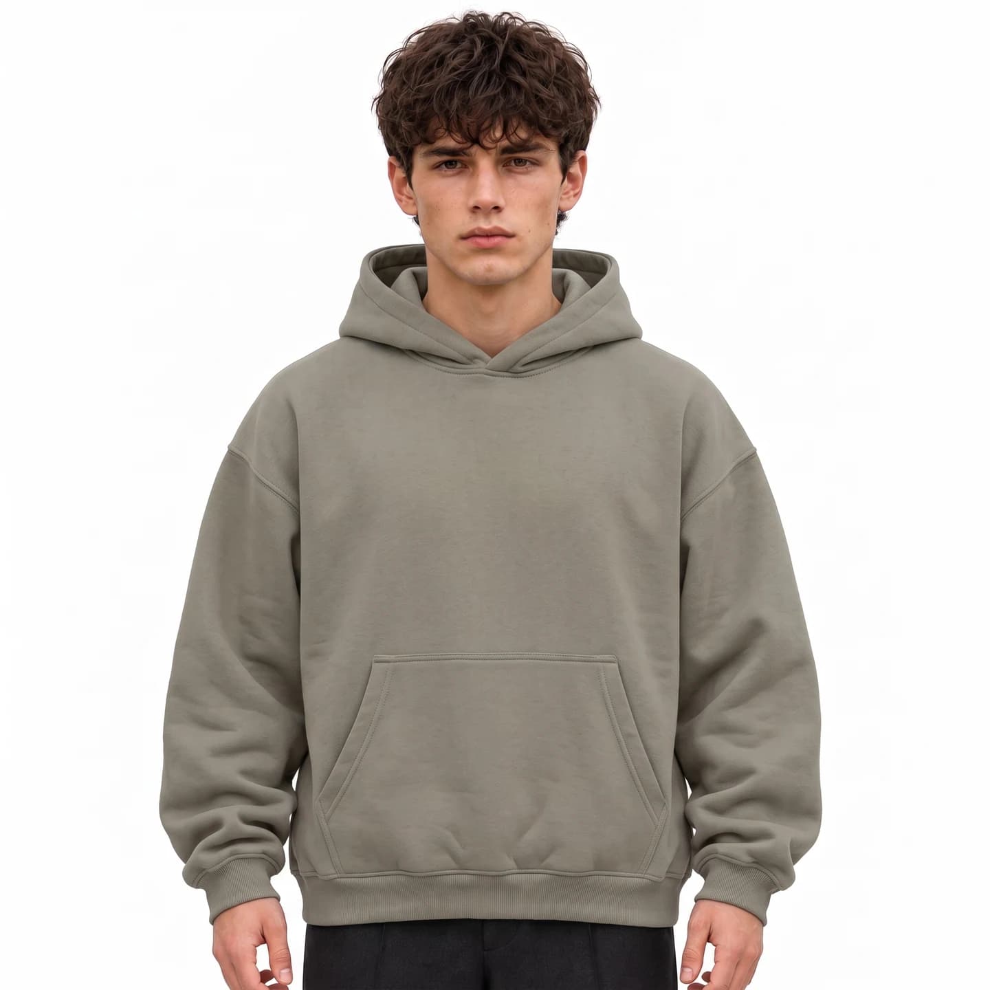 Everyday Relaxed Hoodie in Olive Gray, relaxed men's fit