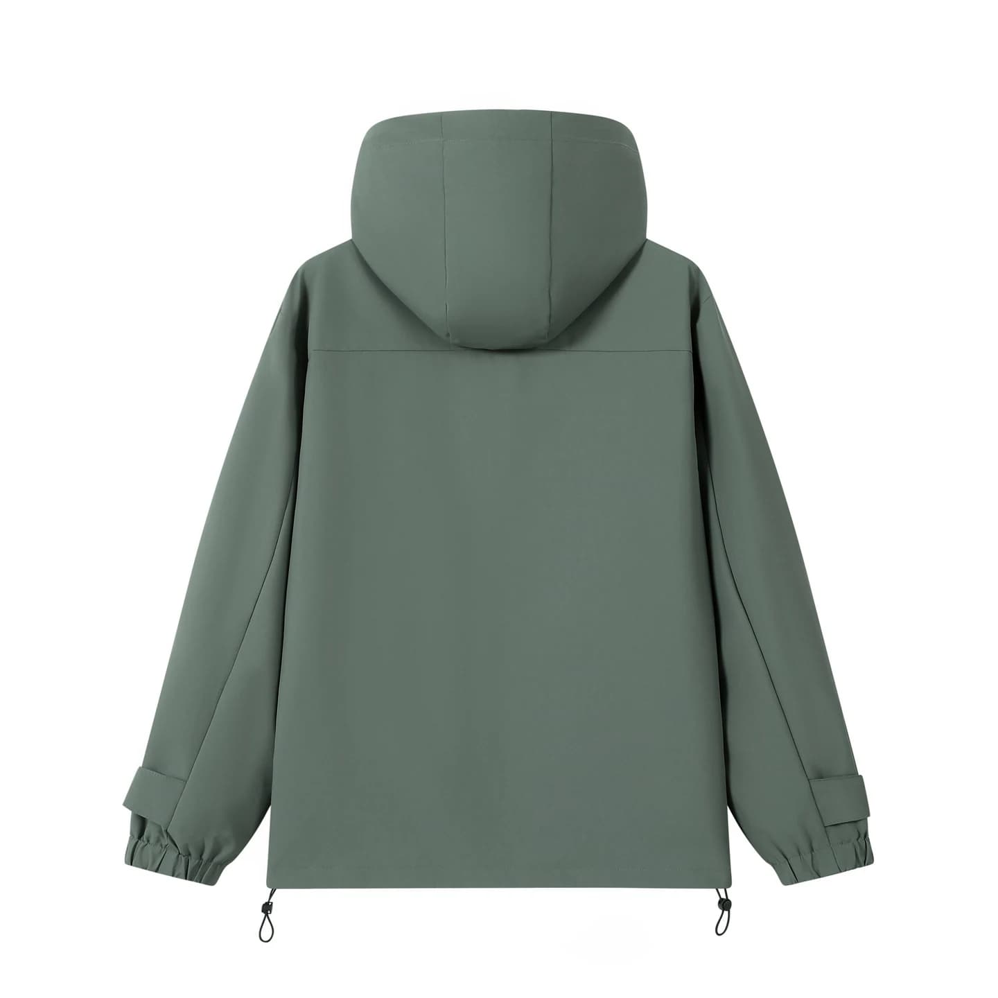 Relaxed Twin-Pocket Hooded Jacket in Sage Green, back flat lay