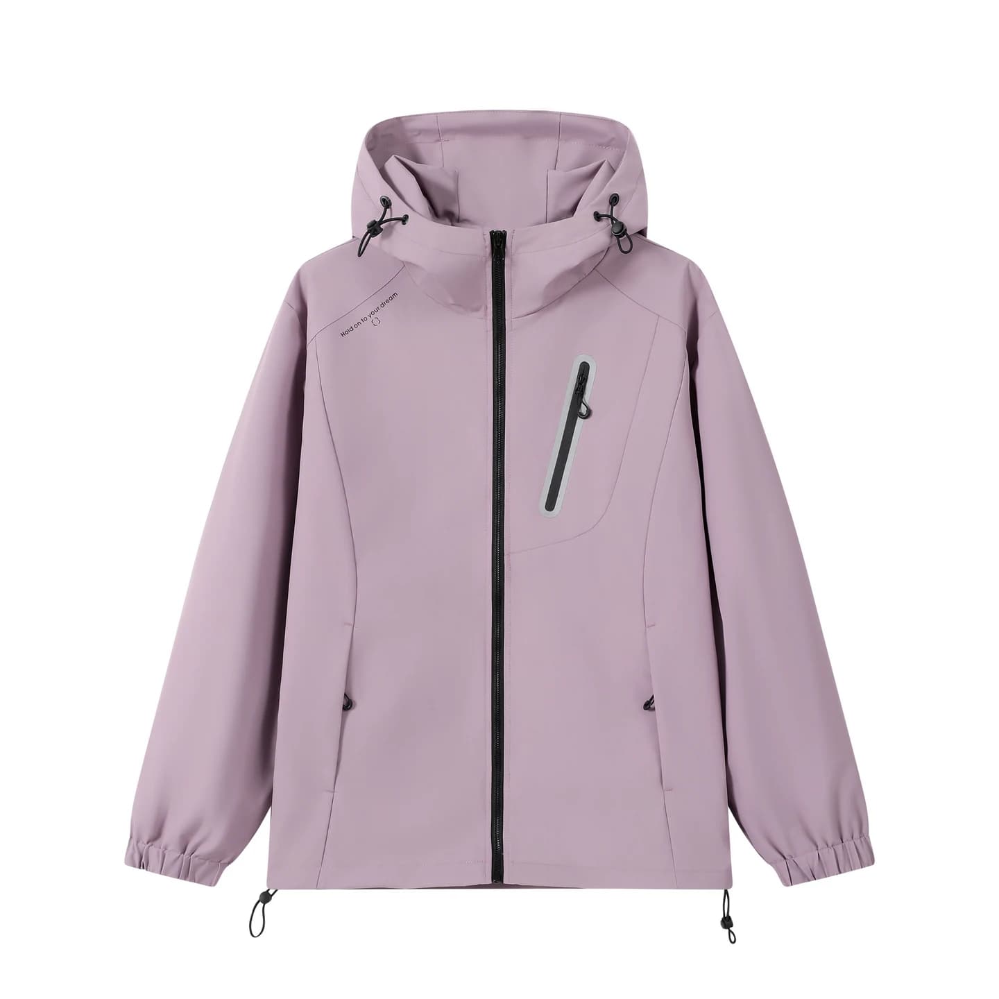 Relaxed Hooded Zip Jacket in Dusty Pink, front flat lay