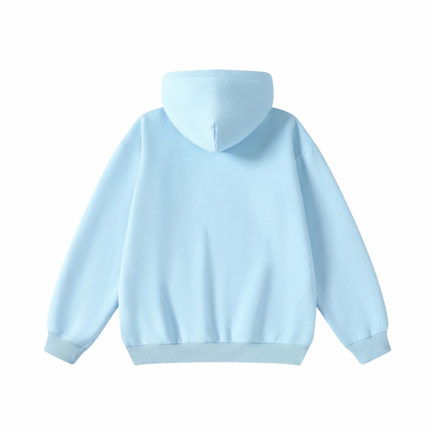 Everyday Relaxed Hoodie in Sky Blue, back flat lay