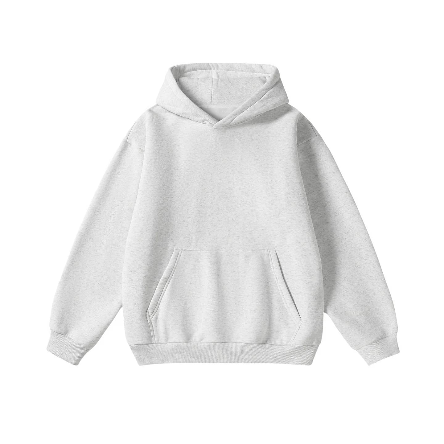 Everyday Relaxed Hoodie in White Heather, front flat lay