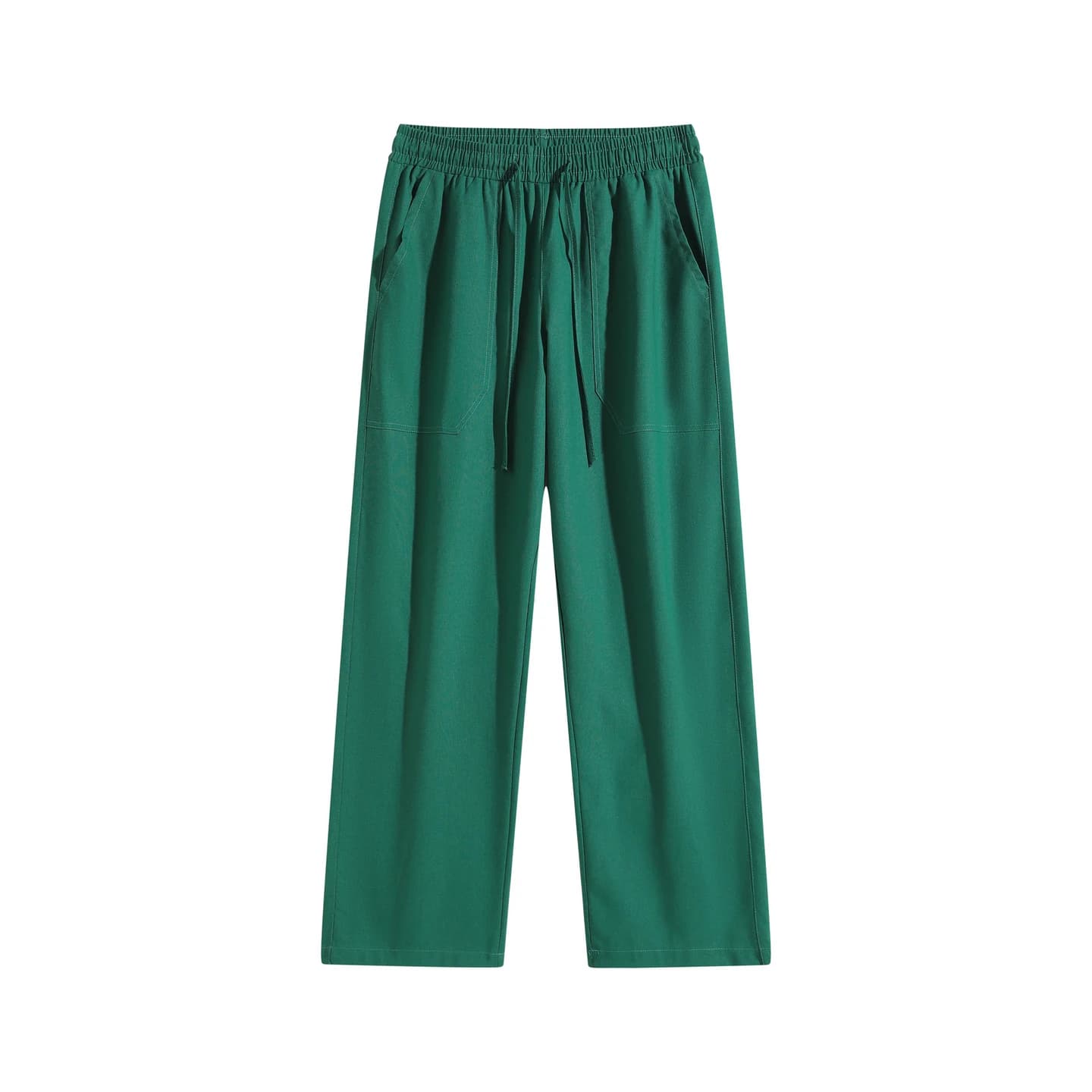 Linen-Blend Relaxed Pants in Green, front flat lay