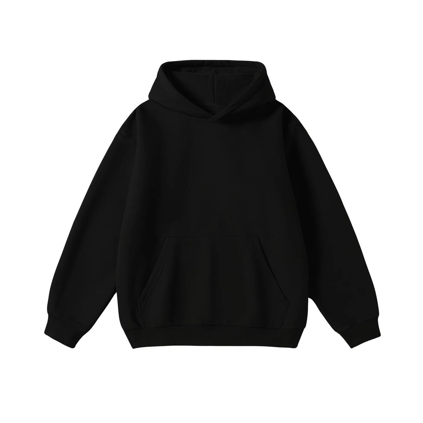 Everyday Relaxed Hoodie in Black, front flat lay